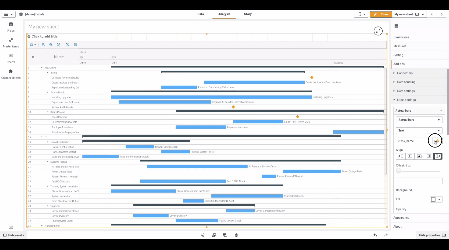 Displaying values not included in a visualization