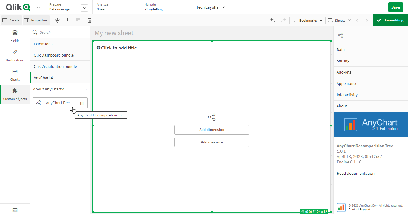 Empty decomposition tree chart in Qlik Sense app