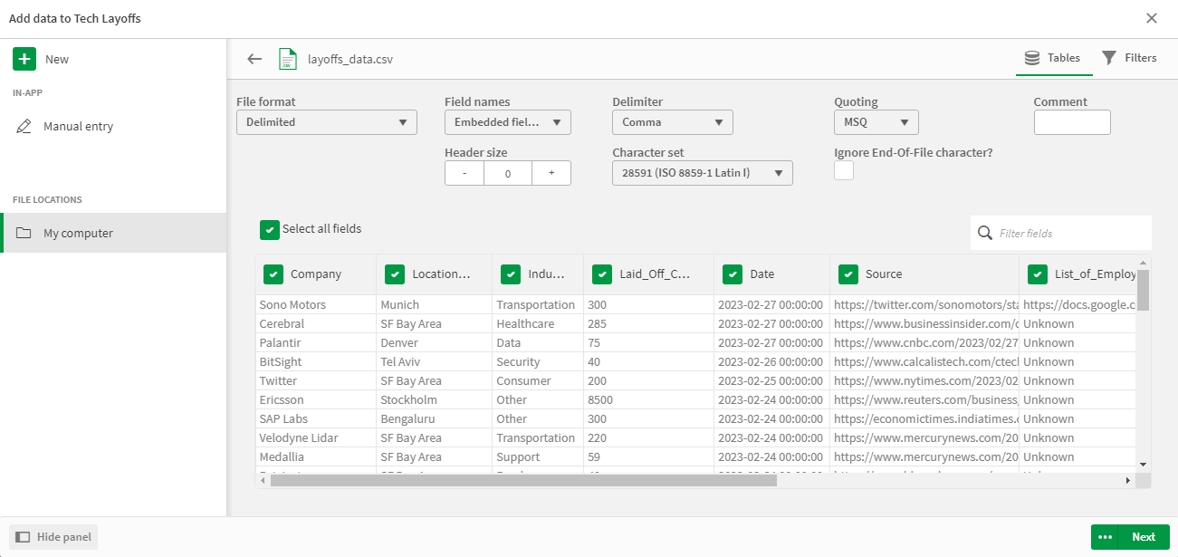 Loading data from CSV