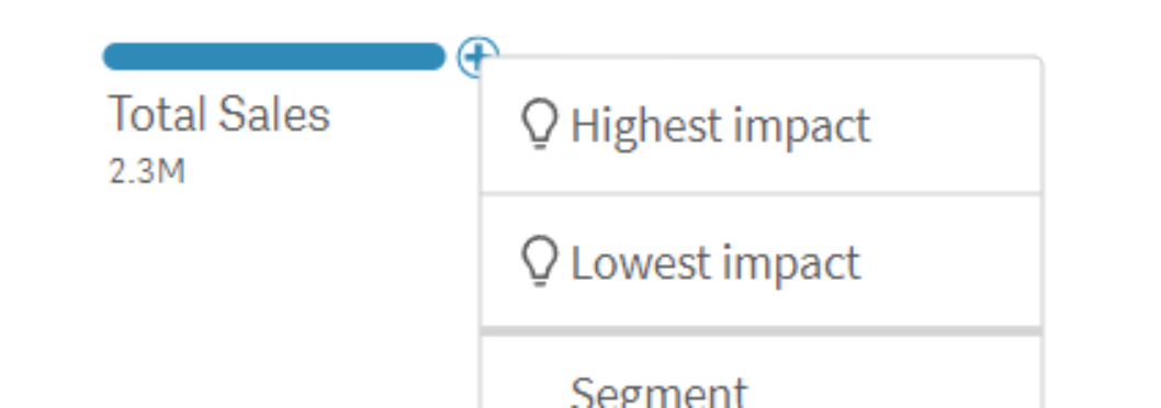 Dimension expansion menu with the highest and lowest impact options