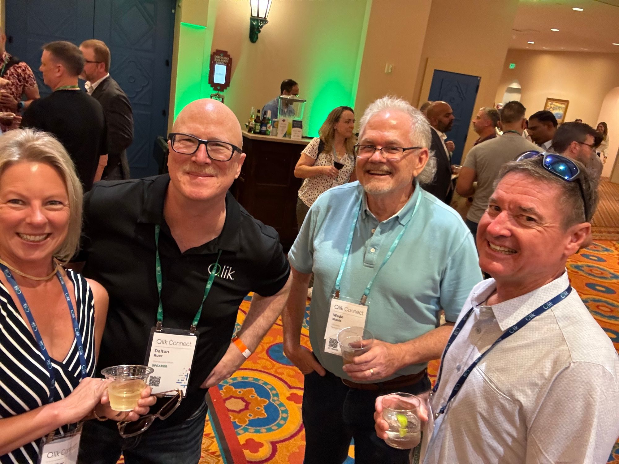 Great company: AnyChart's Heather Kennedy and Mark Peters with Qlik's Dalton Ruer and ex-Qlik's Wade Manis